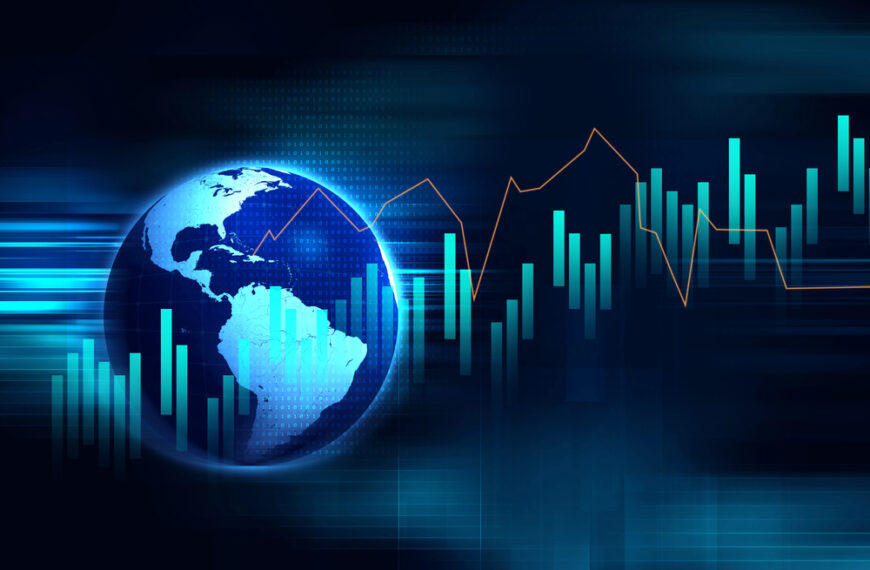 globe and financial graph image